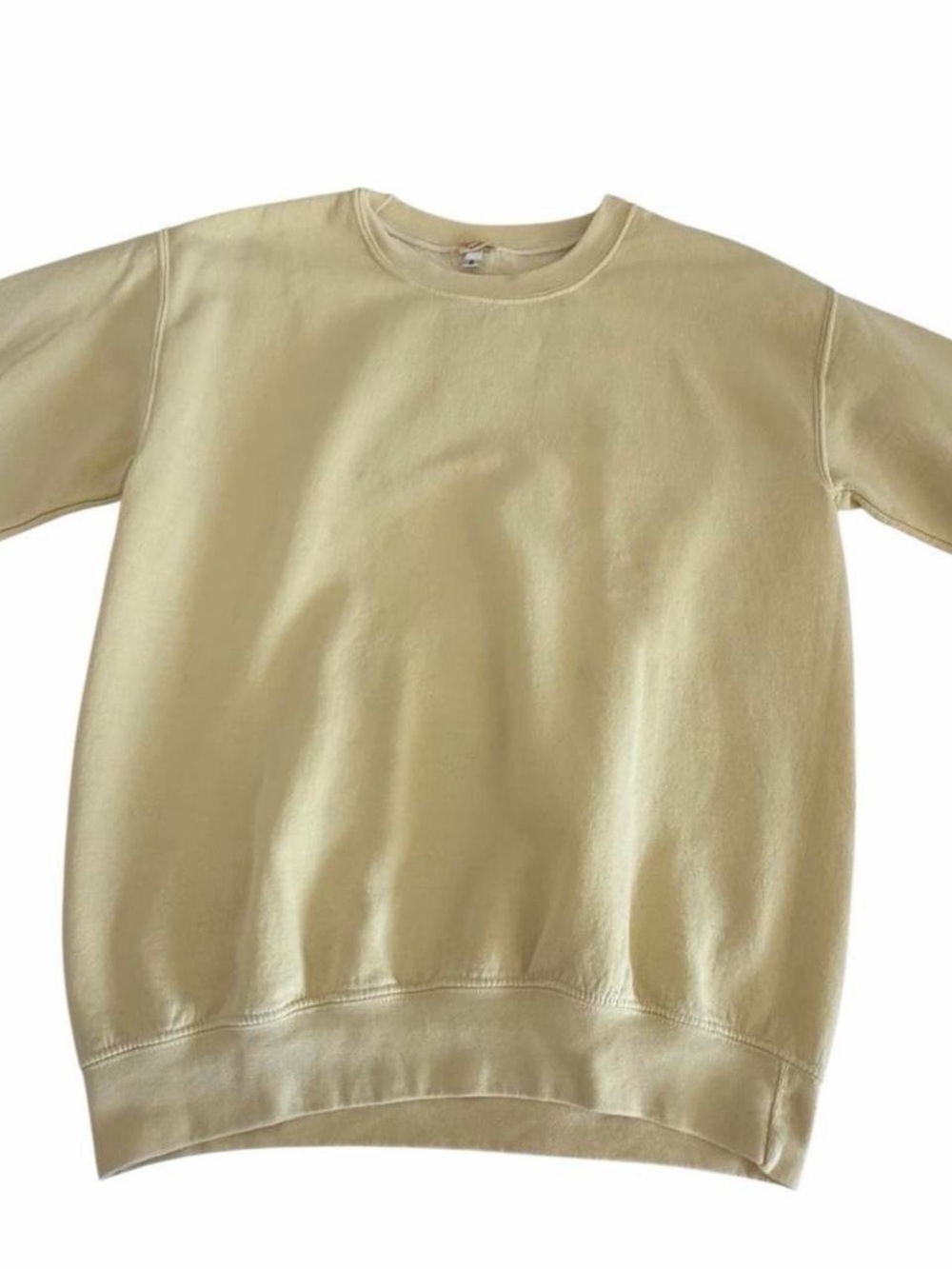 Brandy Melville Light Yellow Washed Crewneck Pullover Sweatshirt Small - Picture 4 of 8
